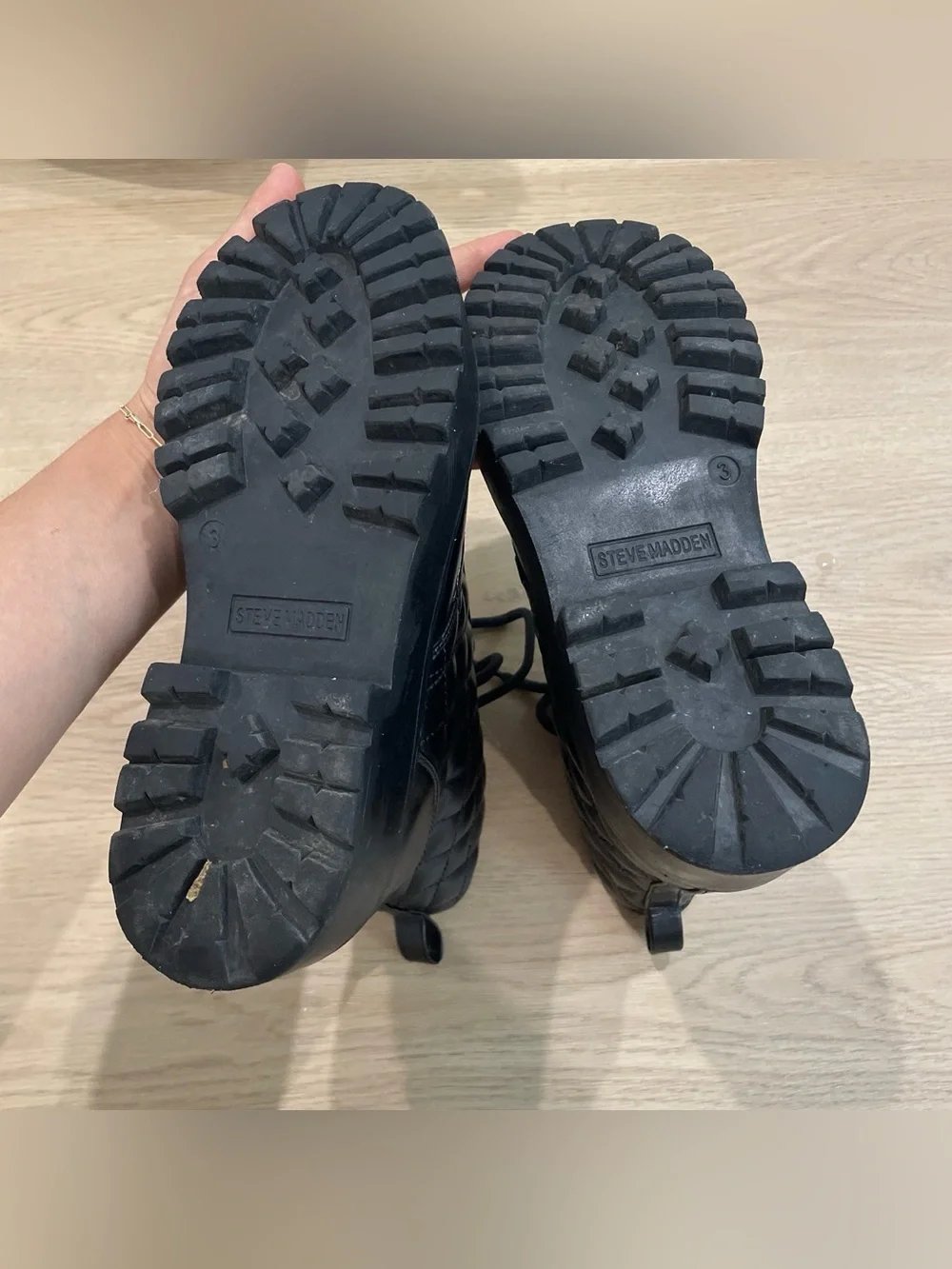 Steve Madden Black Lug Sole Combat Boots